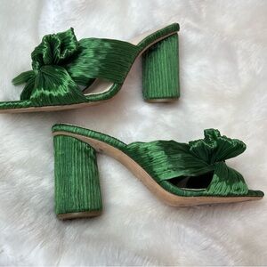 SAGE PENNY PLEATED BOW HEEL